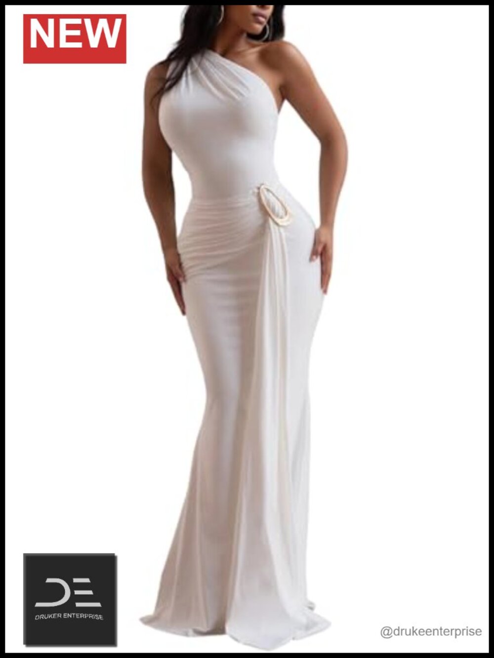 One Shoulder Backless Bodycon Ruched Maxi Dress